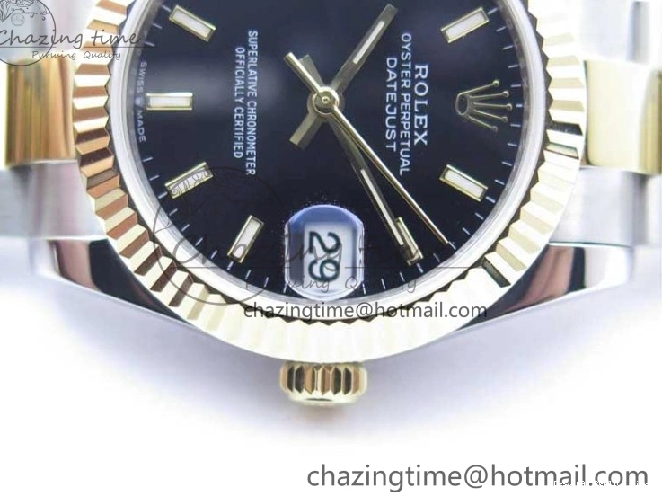 Best AAA Replica Sites Sticks YG BP Edition Black WaterResistant Bracelet Datejust on 278273 2718 SS Best Markers Dial Maker YG 31mm SS Oyster 0112